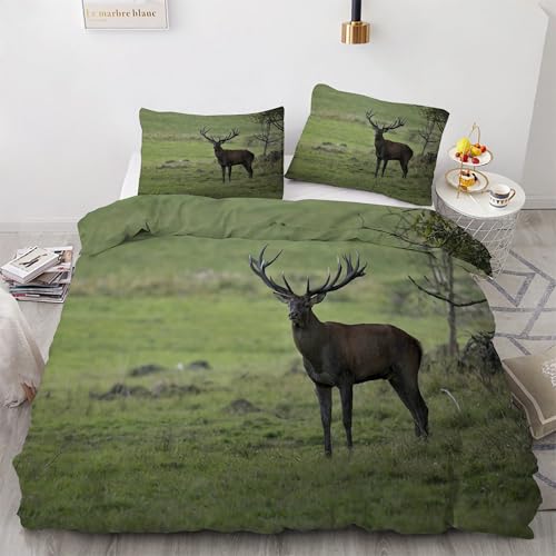 Housse de couette 220x240 cerf drap de lit imprimé animalier 3 pièces kK4769
