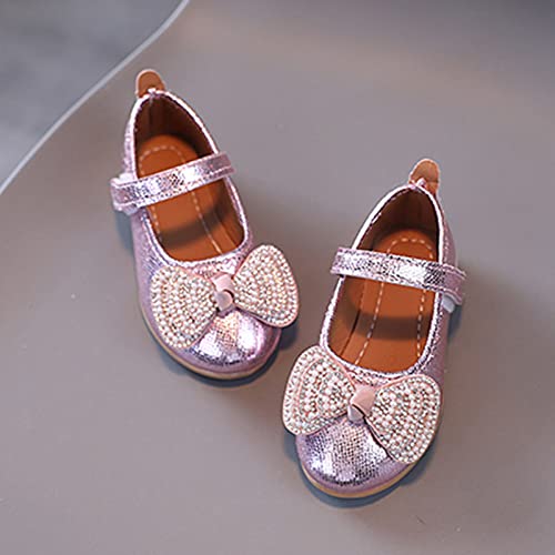 Winter Shoes for Girls Girls Casual Shoes Solid Color Bow Pearl Hook Loop Flat Lightweight4