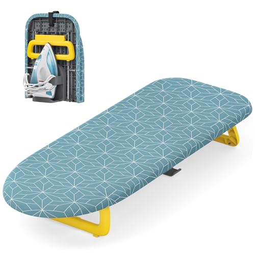 KINGRACK Table à Repasser Pliable - Petite Planche à Repasser Pliable et Portable - avec Support pour Fer à Repasser et Corde de Suspension - 30 x 81 cm -...
