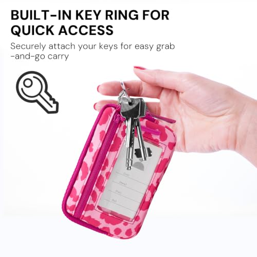 Image of Small Wristlet Wallets for Women with Clear ID Window, Keychain Coin Purse | Organized Interior with 3 Card Slots, Inner Mesh Pouch, Lipstick Holder, Metal Key Ring and Detachable Wrist Strap