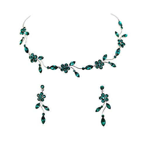 Image of Faship Gorgeous Rhinestone Crystal Floral Necklace Earrings Set