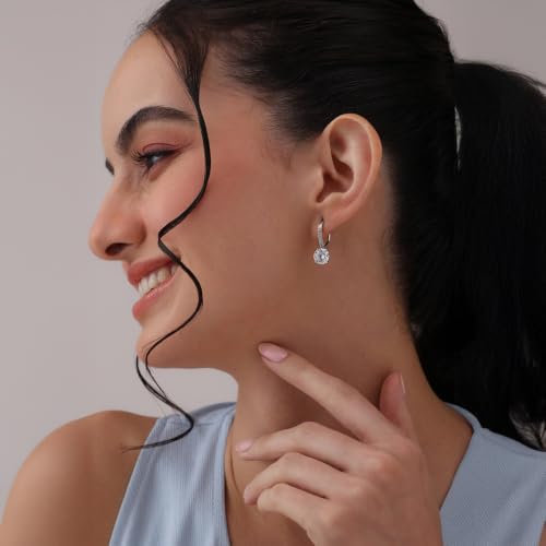 Image of TRUESILVER ACPL 925 Sterling Silver Cubic Zirconia Earrings for Women & Girls | BIS Hallmarked Drop Dangle Leverback Style | Elegant Jewelry Gift for Women
