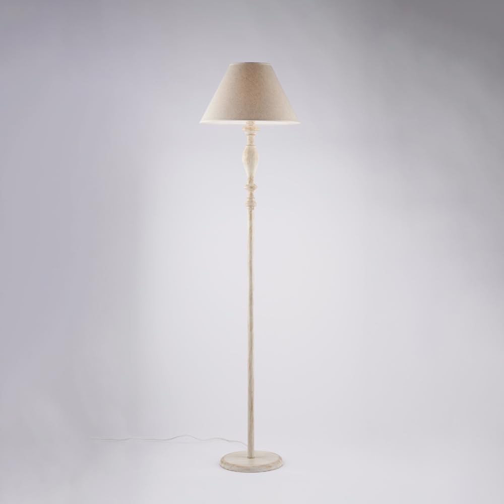 Lampadaire E27 Shabby Chic Cascina blanc taupe vintage 1 lumière - 2