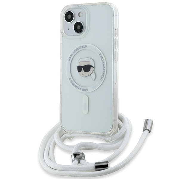 CG Mobile Karl Lagerfeld KLHMP15SHCKHNT Coque Rigide Transparente pour iPhone 15/14/13 6,1" Motif tête de Karl