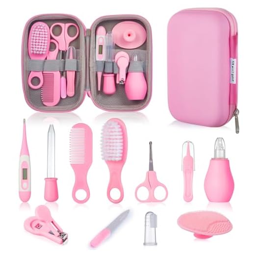 12 Set Cuidado Bebe Recien Nacido, Kit Cosas para Bebes Recien Nacidos - Set Higiene Bebe, Neceser Bebe, Manicura Corta uñas Bebe, Aseo Baño Accesorios Productos Bebe, Lista Nacimiento Bebe (Rosa)
