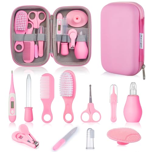 Set Cuidado Bebe Recien Nacido, 12 Kit Cosas para Bebes Recien Nacidos - Neceser Bebe, Set Higiene Bebe, Manicura Corta uñas Bebe, Aseo Baño Accesorios Productos Bebe, Lista Nacimiento Bebe