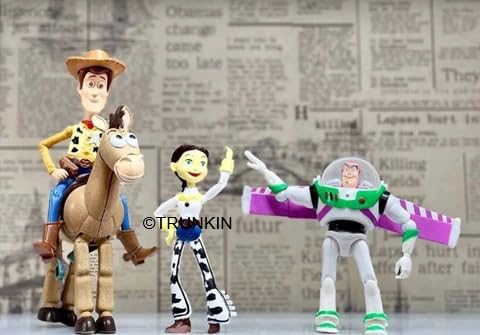 Image of Trunkin Toys Set of 4 Action Figures - Woody, Lightyear, 15 cm | PVC Collectible Toys Buzz Figurine Miniatures