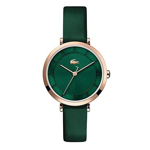 Lacoste Geneva Women's Quartz Stainless Steel and Leather Strap Casual Watch, Color: Green (Model: 2001138)