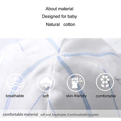 Pureborn Baby Boy Stripe Sun Hat Wide Brims Bucket Hat Sun Protection With Straps Blue 0-3 Months #TOP7