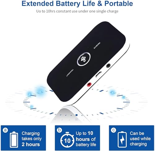 Image of MICROWARE Bluetooth 5.0 Transmitter and Receiver, 2-in-1 Aux Wireless 3.5mm Adapter Wireless Audio Adapter for TV Audio Portable Wireless Receiver for Car /Home Stereo System