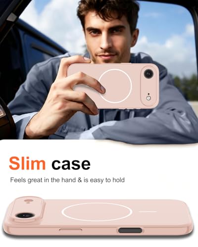Image of Magnetic for iPhone Air Case,Shockproof Matte Cover,Cute Pink | with Screen Protector,Compatible with MagSafe,Military Grade Drop Protection,Full Camera Protection,Non-Slip Design Case