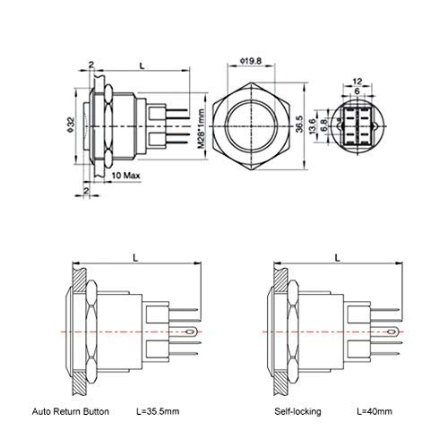Larcele 22mm Impermeabile DIY Pulsante Rotondo Spingere Pulsante di