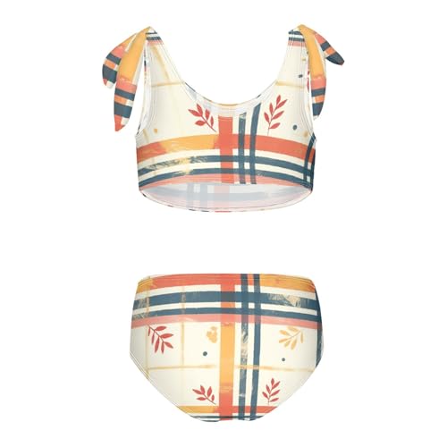 KLL Christmas Plaid Girl Two Piece Bikini Sets Scoop Neck Bathing Suit Swimwear Adjustable Shoulder Strap2