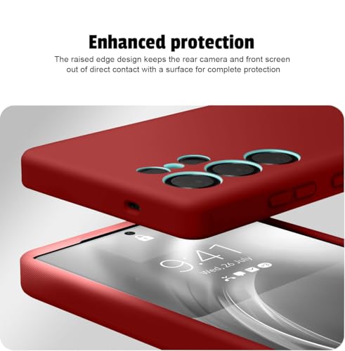 Image of LIRAMARK Liquid Silicone Soft Back Cover Case for Samsung Galaxy S25 Ultra 5G (Red)
