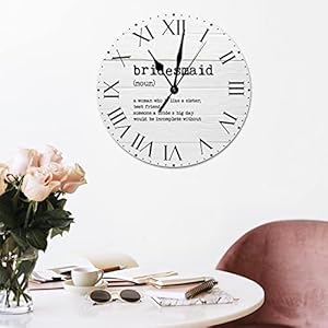Bridesmaid definition pvc clock primitive quotes round wall clock with roman numerals dictionary artwork 12in battery operated pvc clock decoration for bedroom kitchen dinning room office  urban country home decor