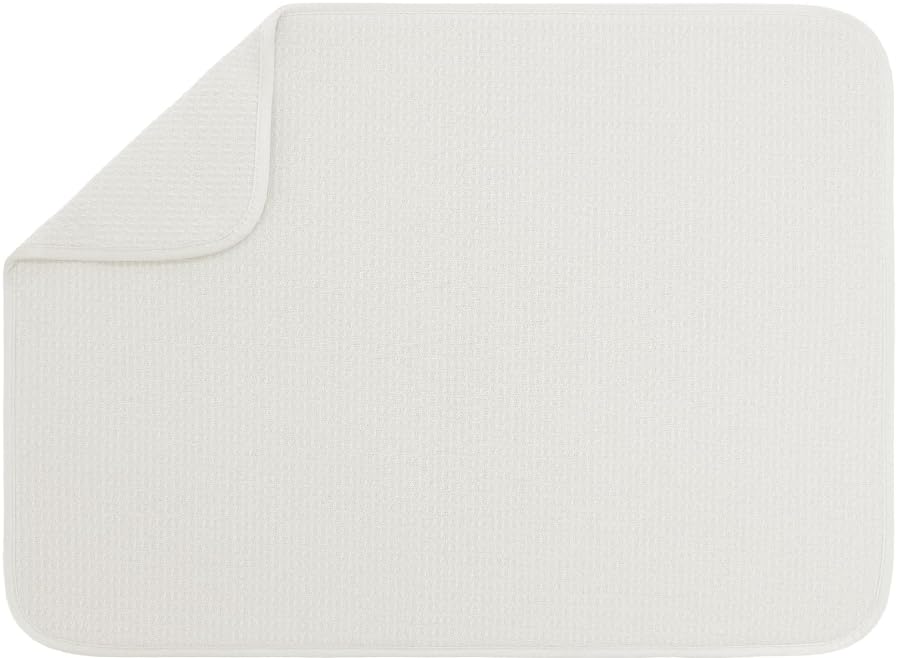 Dish Drying Mat, Absorbent Microfiber Kitchen Counter Mat, Dish Drying Pad for Dishes, Utensils, Pots and Pans , 18" x 24" , Cream