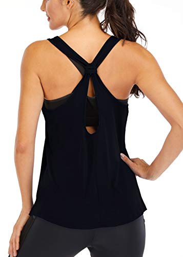 ICTIVE Workout Tank Tops for Women Yoga Tops for Women Loose fit Backless Muscle Tank Racerback Tank Tops Summer Gym Tops for Women Running Tank Tops Workout Tops for Women Black M