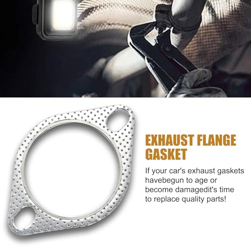 Image of 2 PCS Car Exhaust Pipe Interface Gasket, 2.5 inch Two-Hole High Temperature High Pressure Resistant Sealing Flange Gasket, Connection Accessories, Compatible with Most Vehicle Types (Silver)
