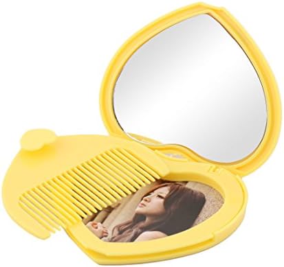 Ruilogod Plastic Household Woman Heart Shaped Folding Mini Makeup Cosmetic Mirror Comb 2 in 1 (id: 687 bee e51 476 8c1 image 4