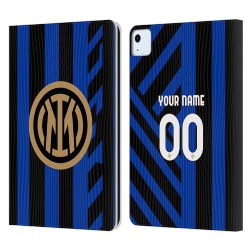 Head Case Designs Officially Licensed Custom Customized Personalized Inter Milan Home 2024/25 Kit Leather Book Wallet Case Cover Compatible with Apple iPad Air 11 2020/2022/2024