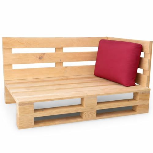 bananair - Cojín para Palet Impermeable y Desenfundable - Muy Cómodo, Relleno de Espuma - Cojines Exterior para Jardín y Terraza (Cojín Esquinero 60x40 cm, Rojo)