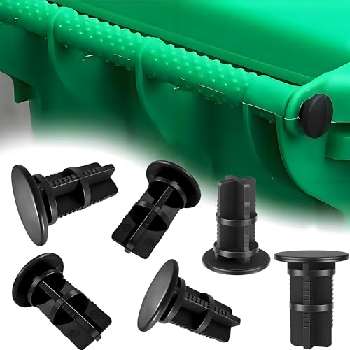 CHENNAN 6 Stück Befestigungen für Mülltonnendeckel Scharnierstifte für Mülltonne 240 Liter Mülleimerdeckel Kunststoff-Scharnierstifte Mit Brechstange,43 x 18 mm,Kompatibel mit Otto/ESE (Schwarz 6pcs)