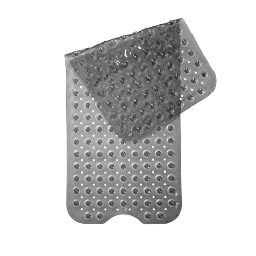 Alfombra Antideslizante para Bañera y Ducha 100x40cm, 200 Ventosas Ultra-Fuertes, Material Suave Antibacterial, Lavable a Máquina, Color Anti-Manchas, Seguridad Familiar (Gris)