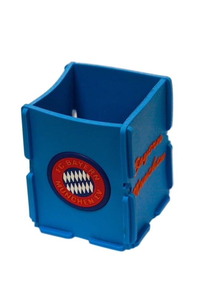 BOENJOY Gifts- FC Bayern's Pen Holder, Football Team Pen and Pencil Holder, Foldable Silicone Rubber Organizer Square Storage Box Gifts for Fans, Size 7.x7x9 CM