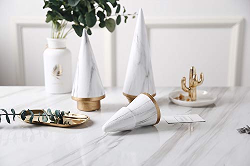 Realideas Set Of 3 Simplistic Ceramic Christmas Tree Tabletop Counter Centerpiece Mantel Shelf Home Decor Accents White Marble Xmas Christmas Tree Decoration Ornament thumb #5