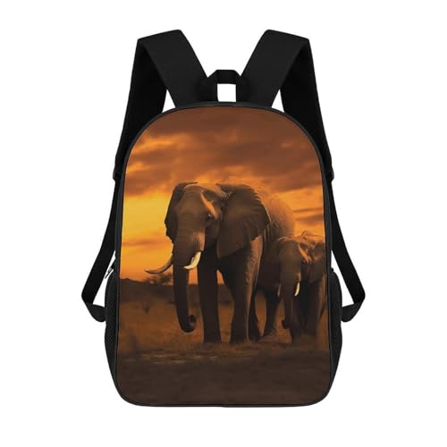 Sunset Parent-Child Elephant Bookbag - Ultra Lightweight Portable Backpack Work Travel Backpack for Men Women Fits 16 Inch Notebook