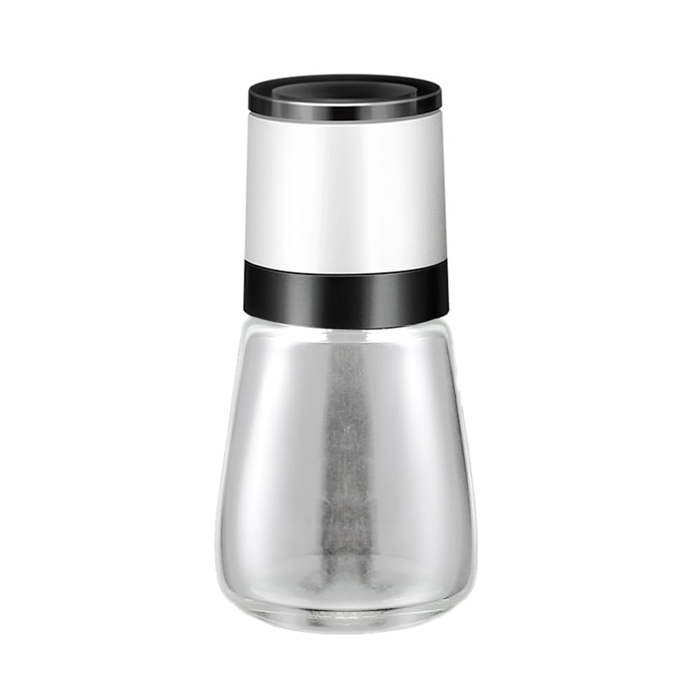 CTRLZS Manual Salt Pepper Grinder Transparent Glass Grinder Peppercorn Grinder Seasoning Bottle Kitchen Gadgets White