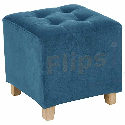Image of Pouffes Bench Sitting Stool for Living Room Patio Kitchen Bench Puffy Wooden Mudda Ottoman Stools Footstool Pouf.(Blue)