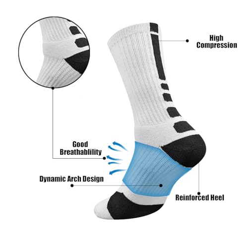 Popuid Youth Elite Basketball Crew Socks With Cushion For Boys 6-12, 3D Ankle Protection Athletic Socks Thick Sports Compression Socks thumb #1