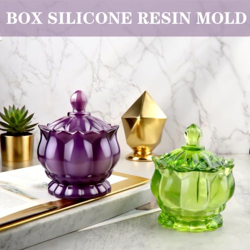 Image of Resin Jar Mold with Lid, Silicone Jar Mold 3D Storage Jewelry Candle Holder Container Mould for Resin Casting, Concrete Craft Decor (Pack of 1)