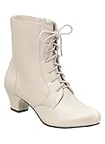 Angel Flex AmeriMark Jada Lace Up Ankle Boots - Low Heeled Boots for Women Winter White 10 Medium US Women
