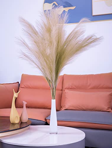 Uiizic Faux Pampas Grass 6 Pcs 35"/90Cm Dried Fluffy Artificial Flowers Ascendant Grass For Vase Fillers Wedding Party Bouquets Home Hotel Centerpieces Decor (Brown Original) #TOP3