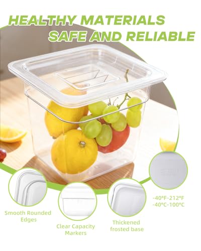 Poêle alimentaire plastique avec couvercle taille 1/6 empilable bac conservation 2,22 L