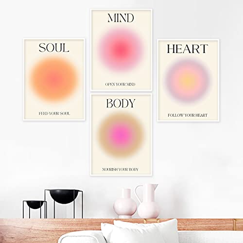 Image of NCYEL 4 colorful abstract halo posters angel number positive energy inspirational language inspirational wall art bedroom girls room pink decoration living room bedroom apartment hotel dormitory 12x16