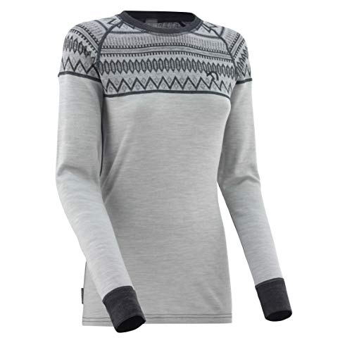 Kari Traa Women's Lokke Base Layer Top - Long Sleeve 100% Merino Wool Thermal Shirt Grey Medium
