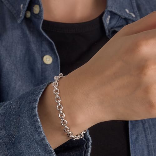 925 Sterling Silver Classic Round Cable Wire Link Bracelet Women Cuban Curb Oval Belcher Link Chain 5.9 to 9 in For Men 24k Gold Plated Cuff Jewelry Gift4