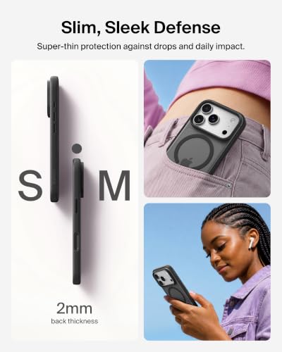 Image of Belkin Grip Case for iPhone 18 Pro Max /17 Pro Max, MagSafe & Qi2 Compatible, Up to 2m Military-Standard Drop Protection, Anti-Slip Grip, Nano-Titan Technology, Camera Control, Black