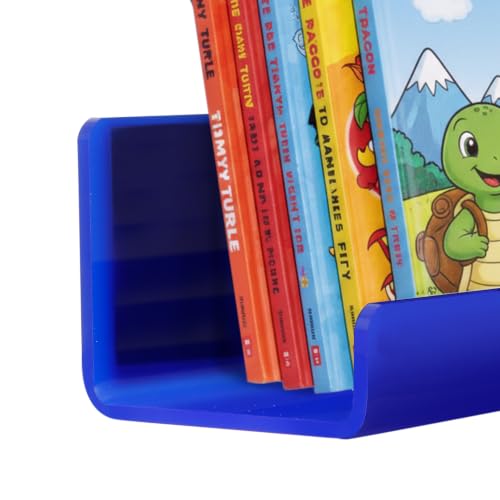 Image of 2 Pack Magnetic Book Shelf - Acrylic Reusable Display Panel for Whiteboards, Classrooms & Home, Adhesive-Free Storage with 11lb Capacity (Blue)