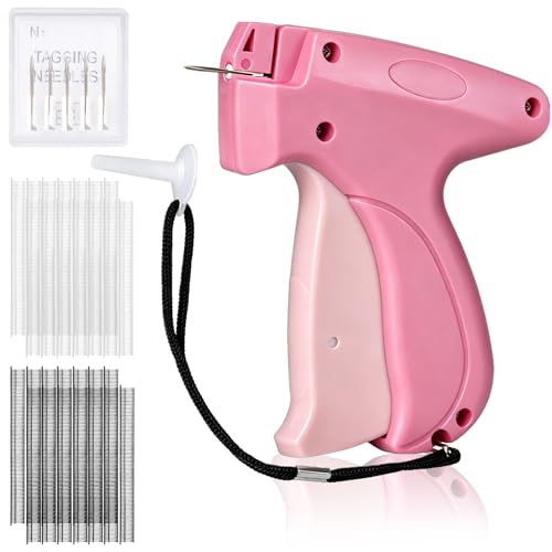 Image of AISOSO Handheld Tagging Gun for Clothes, with 3000 Fasteners, Deep Pink | Includes 0.5mm Needle Quick Clothing Fixer, 1500pcs Each in Black & White, for Securing Cuffs, Collars, Tags