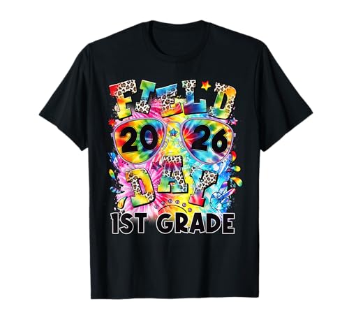 Field Day 2026 First 1st Grade Tie Dye Leopard School T-Shirt
