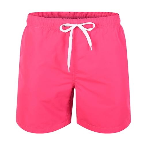 Bañador para hombre y hombre, pantalones cortos de playa, cómodos, holgados, informales, para natación, surf, actividades al aire libre, Rosa intenso., L