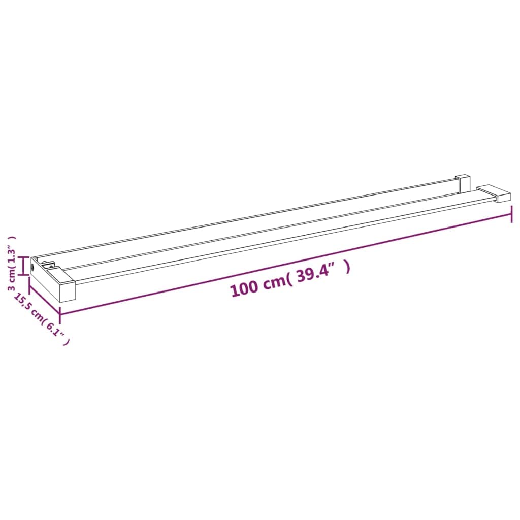 vidaXL Estante de Pared de Ducha Aluminio Negro 100 cm