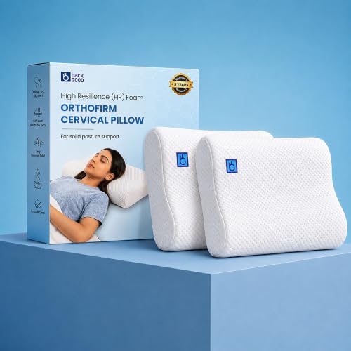 Image of OrthoFirm Cervical Pillow for Neck & Shoulder Pain and Cervical Spondylitis Pain Relief | 5-Year Warranty | Orthopedic High-Density Foam | Washable Cover (Set of 2)