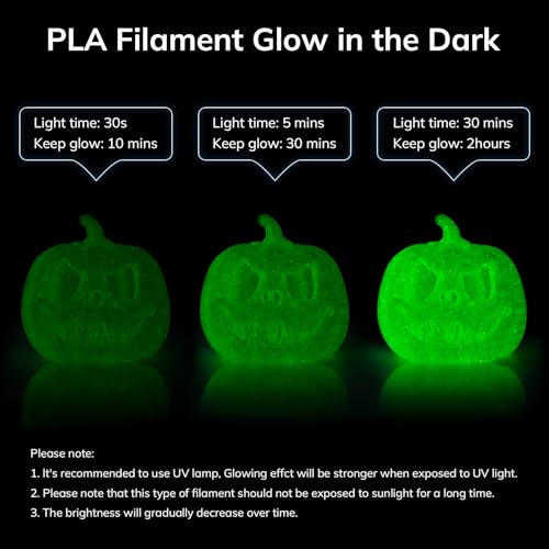 Image of AMOLEN 3D PLA Printer Filament, 1.75mm Glow in The Dark Shiny Firefly Green PLA Filament for 3D Printing, Best with UV lamps, 1kg Spool (2.2lbs), Dimensional Accuracy + /- 0.02 mm, Fit Most 3D Printers
