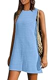 PRETTYGARDEN Women's Crochet Coverups 2025 Summer Resort Swimwear Bathing Suit Knit Cover Up Dress Beach Vacation Clothes (Light Blue,Medium)