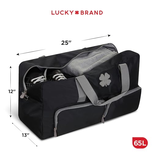 Image of Lucky 65L Travel Duffel Bag, Gym Bag and Duffle Bag for Men, Foldable Overnight Bag for Women & Men with Adjustable Shoulder Strap - Black